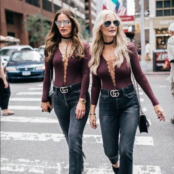 T by Alexander Wang Lace Up Stretch Bodysuit - Picture 2 of 7